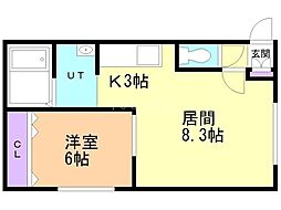 ヴァンクレールA 1LDKの間取図画像