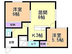 オアシス13・2 2LDKの間取図画像