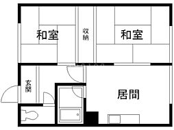 花咲コーポ2 2DKの間取図画像