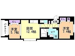 ソルティ517 2LDKの間取図画像