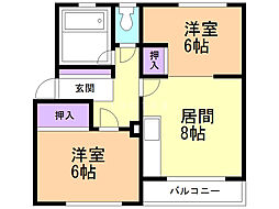 プラザ72A 2DKの間取図画像