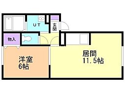 パークタウン4条B 1LDKの間取図画像