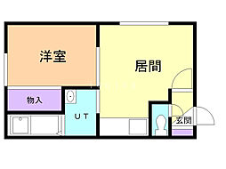 リバーサイド4・7 1DKの間取図画像