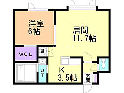 ラルジュ 1LDKの間取図画像