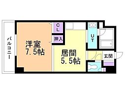 8条ビル 1DKの間取図画像