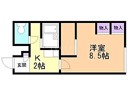 レオパレスポラリス 1Kの間取図画像