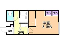 レオパレスポラリス 1Kの間取図画像