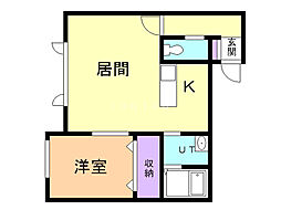 ピアコート・シャンテ 1LDKの間取図画像
