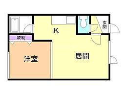 ツインクル西御料A 1LDKの間取図画像
