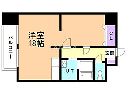 日宝ノルテ1条通 ワンルームの間取図画像