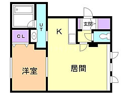 シンフォニー東光 1LDKの間取図画像