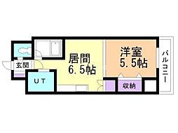 ビッグバーンズマンション旭川 1DKの間取図画像