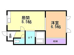 ラ・ポーレ 1DKの間取図画像