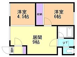 コーポ優栄B 2DKの間取図画像