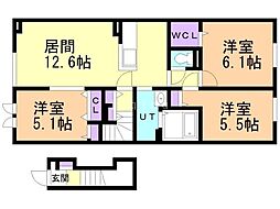 ベルメゾンG 2LDKの間取図画像