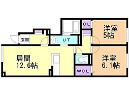 ベルメゾンG 2LDKの間取図画像