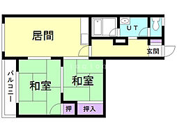エステート東5-6 2DKの間取図画像
