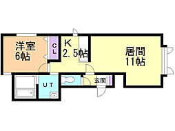 ロールA 1LDKの間取図画像
