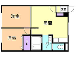 エーコー赤平 2DKの間取図画像