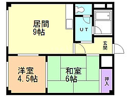 エステート神居 2DKの間取図画像