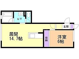 メゾンBee 1LDKの間取図画像