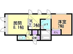 オーベルA 1LDKの間取図画像