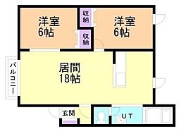 メゾン・ド・ノエル1 2LDKの間取図画像