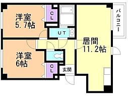 メゾン・ド・ポレール 2LDKの間取図画像