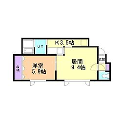サンライフ東光 1LDKの間取図画像