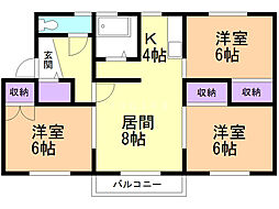 カームネスD 3LDKの間取図画像