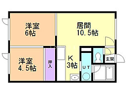 ポンドインハウス2 2LDKの間取図画像