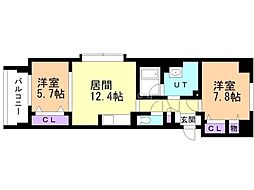 ソルティ517 2LDKの間取図画像