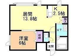 グレース近文.A 1LDKの間取図画像