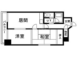 セカンドラシアール2条通 2DKの間取図画像