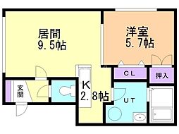 曙プレジデント2 1LDKの間取図画像