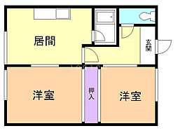フレンドリーC 2DKの間取図画像