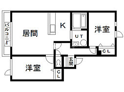 ディアコート 2LDKの間取図画像