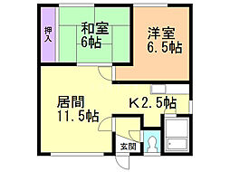 第一宝辰ハイツ 2LDKの間取図画像