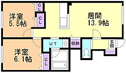 パンプキン5 2LDKの間取図画像