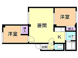 リフェスタ住吉 2LDKの間取図画像