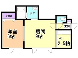 フォートゥーン 1LDKの間取図画像