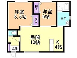 暖コーポかさはらA 2LDKの間取図画像