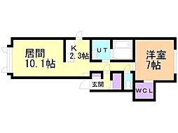 ル・ミュゼ南 1LDKの間取図画像