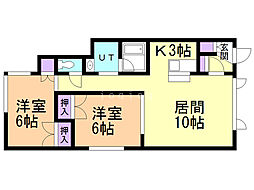 BIEIフラット 2LDKの間取図画像