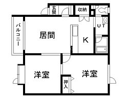 プランスシャルマン 2LDKの間取図画像