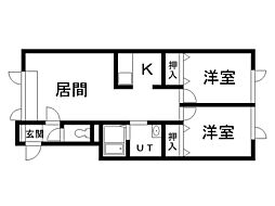 トーワ東7条A 2LDKの間取図画像