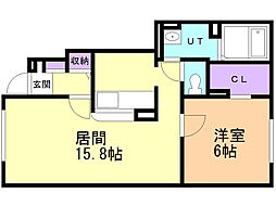 クレアシオン 1LDKの間取図画像