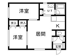 暖コーポかさはらA 2LDKの間取図画像