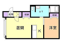 タウンズ緑が丘A 1LDKの間取図画像