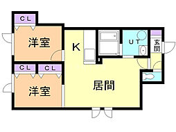 ピースフル 2LDKの間取図画像